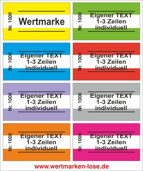 1000 Wertmarken "Standard Balken", 3 Zeilen Text änderbar